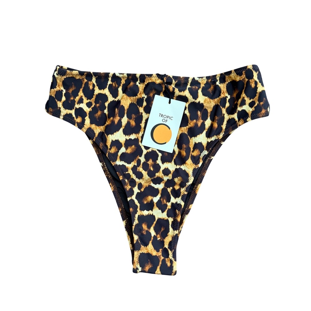 Tropic of C Vibe Bottom Leopard Print High Cut Bikini Bottom Small NWT Retro